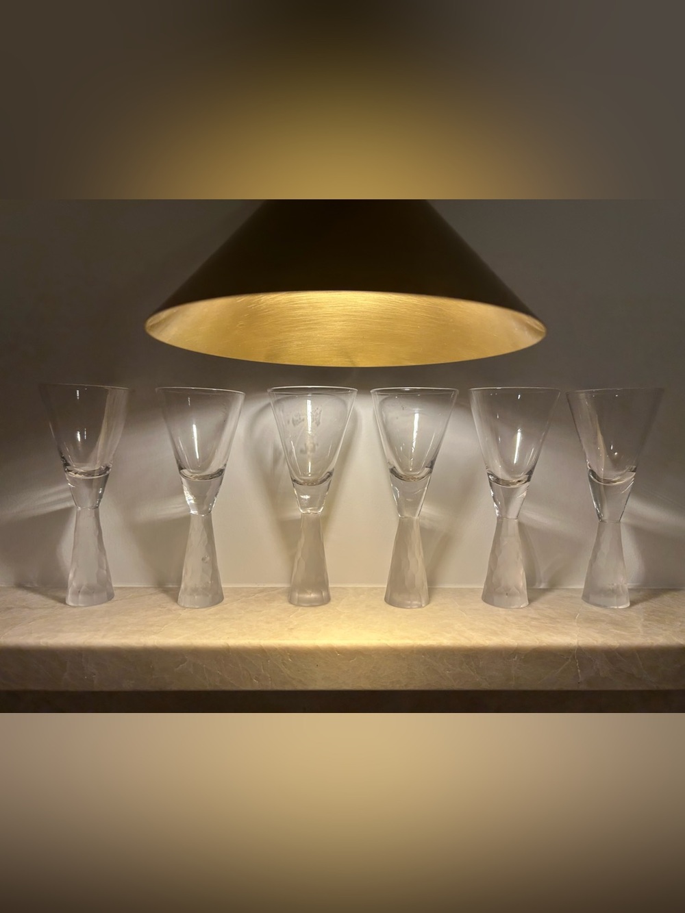 Artland Prescott Frosted Faceted Stem Glasses – Set of 6 – Vintage Wine glasses